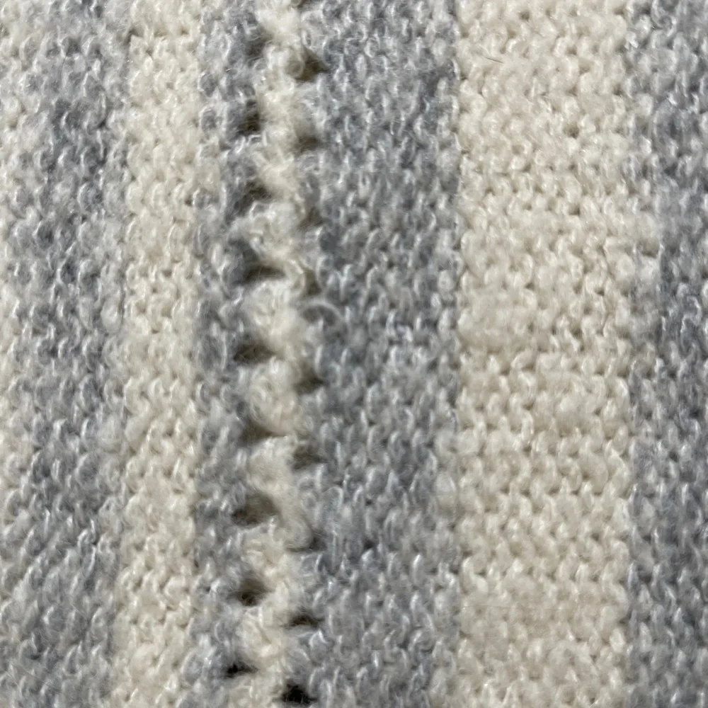 Fate Gray, Blue, & Ivory Cowl Neck Sweater Balloon Sleeves Mohair Alpaca Blend‎
